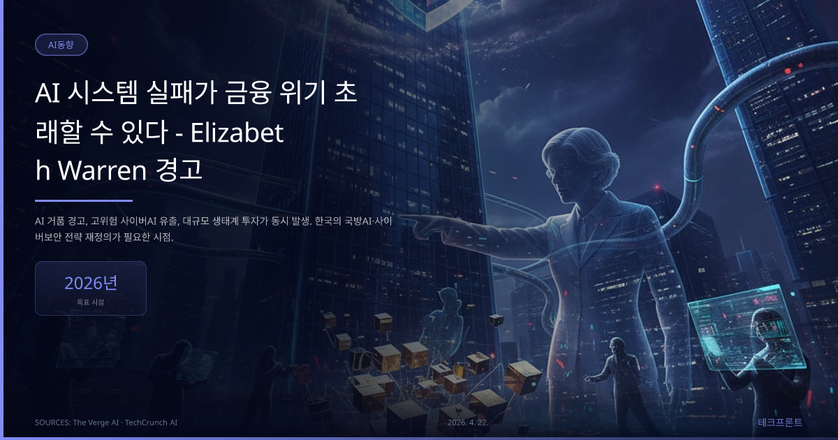 AI 시스템 실패가 금융 위기 초래할 수 있다 - Elizabeth Warren 경고 — AI동향 | 테크프론트