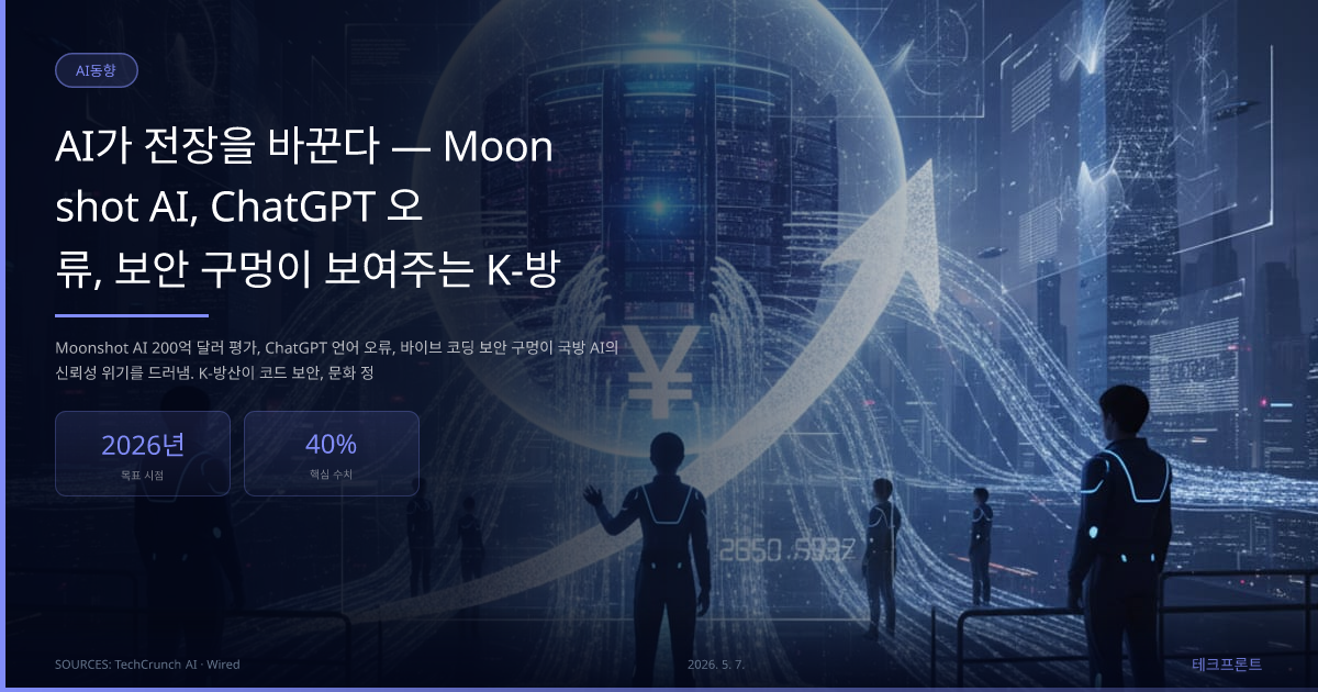 AI가 전장을 바꾼다 — Moonshot AI, ChatGPT 오류, 보안 구멍이 보여주는 K-방산의 과제 — AI동향 | 테크프론트