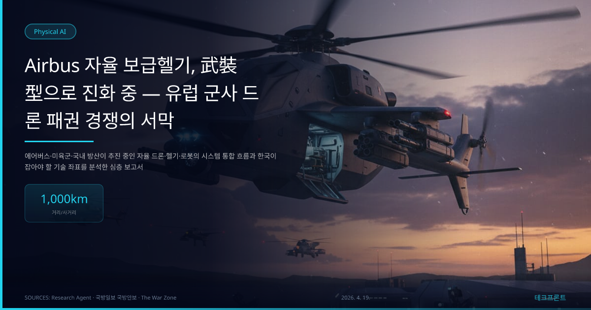 Airbus 자율 보급헬기, 武裝型으로 진화 중 — 유럽 군사 드론 패권 경쟁의 서막 — Physical AI | 테크프론트