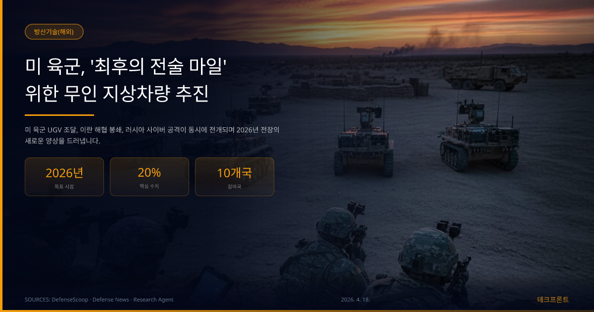 미 육군, '최후의 전술 마일' 위한 무인 지상차량 추진 — 방산기술(해외) | 테크프론트