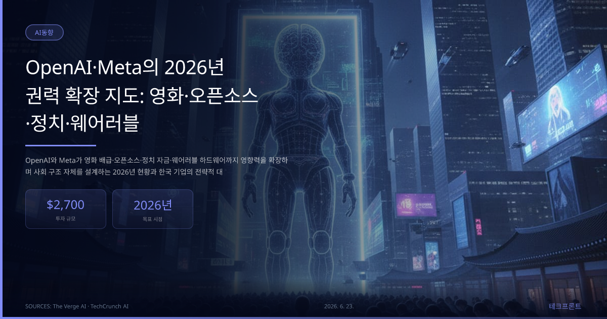 OpenAI·Meta의 2026년 권력 확장 지도: 영화·오픈소스·정치·웨어러블 — AI동향 | 테크프론트