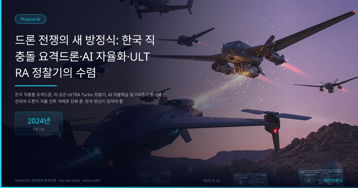 드론 전쟁의 새 방정식: 한국 직충돌 요격드론·AI 자율화·ULTRA 정찰기의 수렴 — Physical AI | 테크프론트