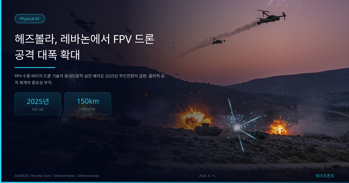 헤즈볼라, 레바논에서 FPV 드론 공격 대폭 확대 — Physical AI | 테크프론트