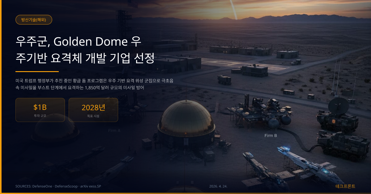 우주군, Golden Dome 우주기반 요격체 개발 기업 선정 — 방산기술(해외) | 테크프론트