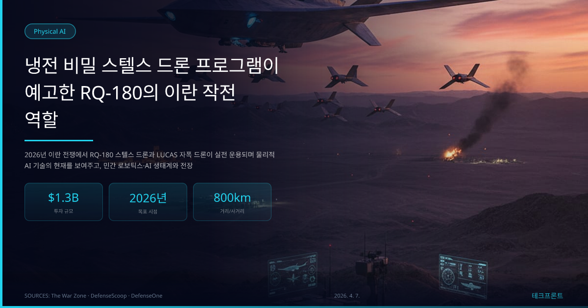 냉전 비밀 스텔스 드론 프로그램이 예고한 RQ-180의 이란 작전 역할 — Physical AI | 테크프론트