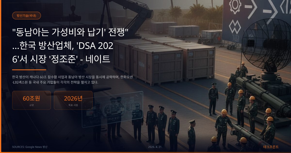 "동남아는 가성비와 납기' 전쟁"…한국 방산업체, 'DSA 2026'서 시장 '정조준' - 네이트 — 방산기술(국내) | 테크프론트