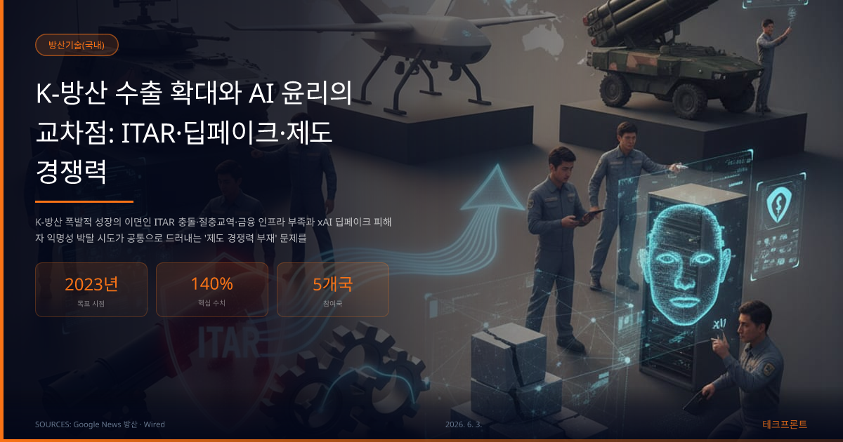 K-방산 수출 확대와 AI 윤리의 교차점: ITAR·딥페이크·제도 경쟁력 — 방산기술(국내) | 테크프론트