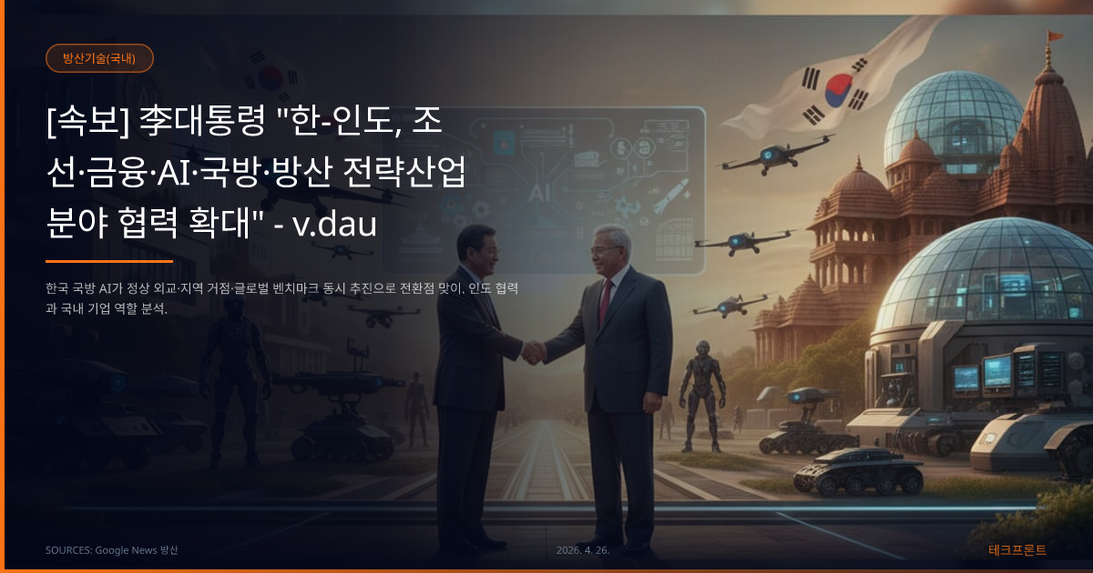 [속보] 李대통령 "한-인도, 조선·금융·AI·국방·방산 전략산업 분야 협력 확대" - v.daum.net — 방산기술(국내) | 테크프론트