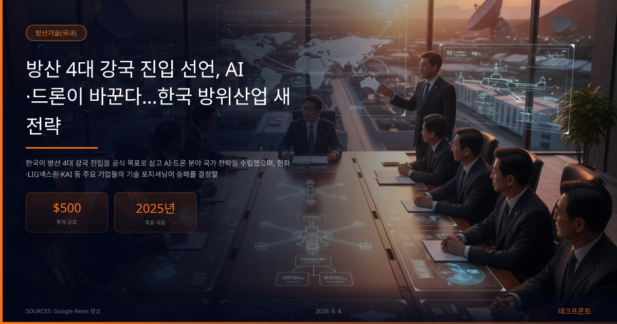 방산 4대 강국 진입 선언, AI·드론이 바꾼다…한국 방위산업 새 전략 — 방산기술(국내) | 테크프론트