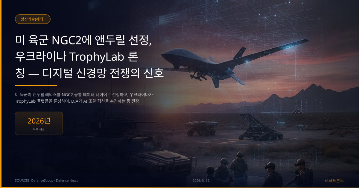 미 육군 NGC2에 앤두릴 선정, 우크라이나 TrophyLab 론칭 — 디지털 신경망 전쟁의 신호 — 방산기술(해외) | 테크프론트