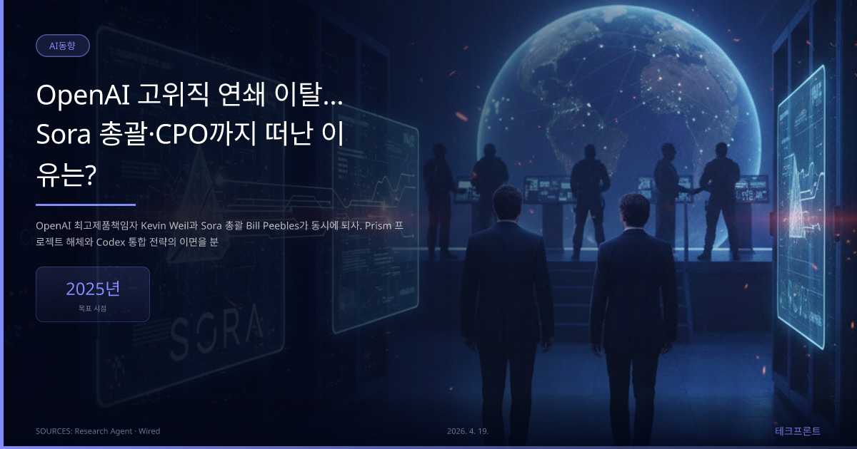 OpenAI 고위직 연쇄 이탈… Sora 총괄·CPO까지 떠난 이유는? — AI동향 | 테크프론트