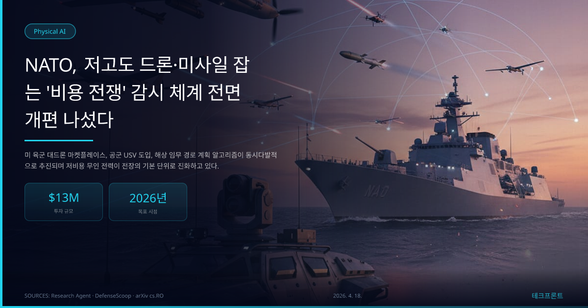 NATO, 저고도 드론·미사일 잡는 '비용 전쟁' 감시 체계 전면 개편 나섰다 — Physical AI | 테크프론트
