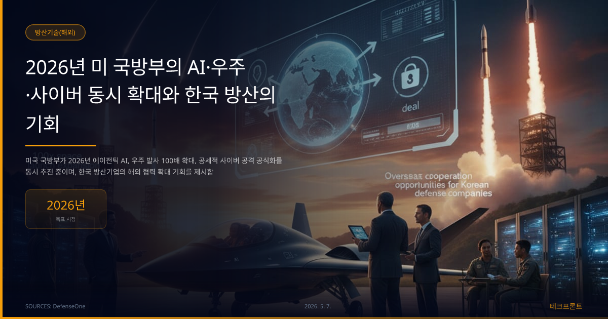 2026년 미 국방부의 AI·우주·사이버 동시 확대와 한국 방산의 기회 — 방산기술(해외) | 테크프론트