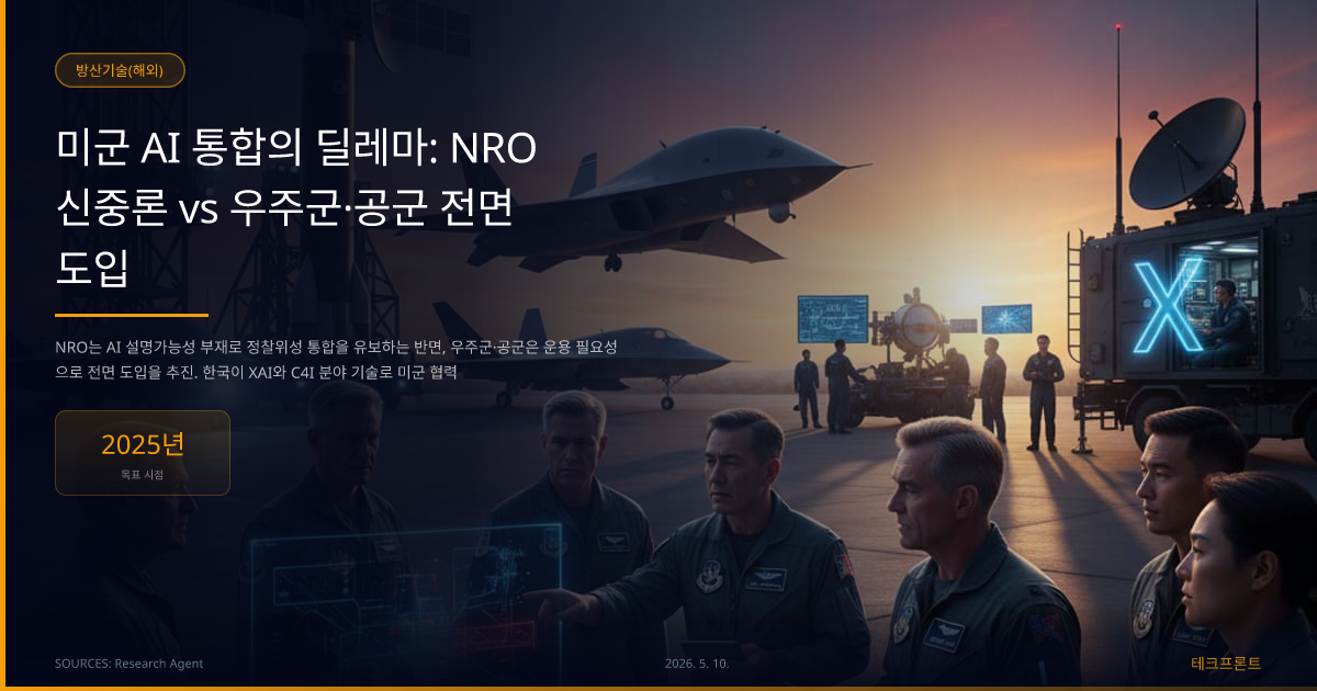미군 AI 통합의 딜레마: NRO 신중론 vs 우주군·공군 전면 도입 — 방산기술(해외) | 테크프론트