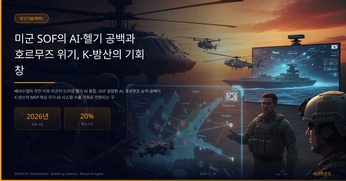 미군 SOF의 AI·헬기 공백과 호르무즈 위기, K-방산의 기회 창 — 방산기술(해외) | 테크프론트