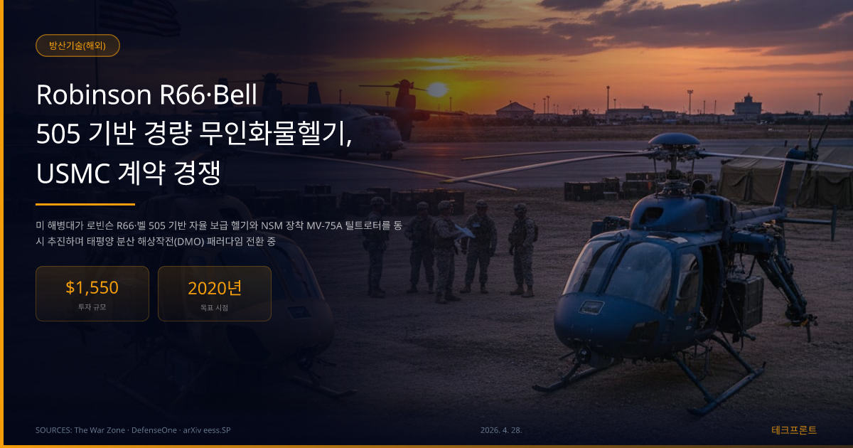 Robinson R66·Bell 505 기반 경량 무인화물헬기, USMC 계약 경쟁 — 방산기술(해외) | 테크프론트